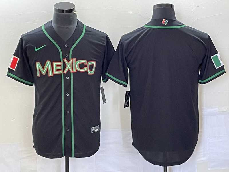 Mens Mexico Baseball Blank Black 2023 World Baseball Classic Stitched Jersey